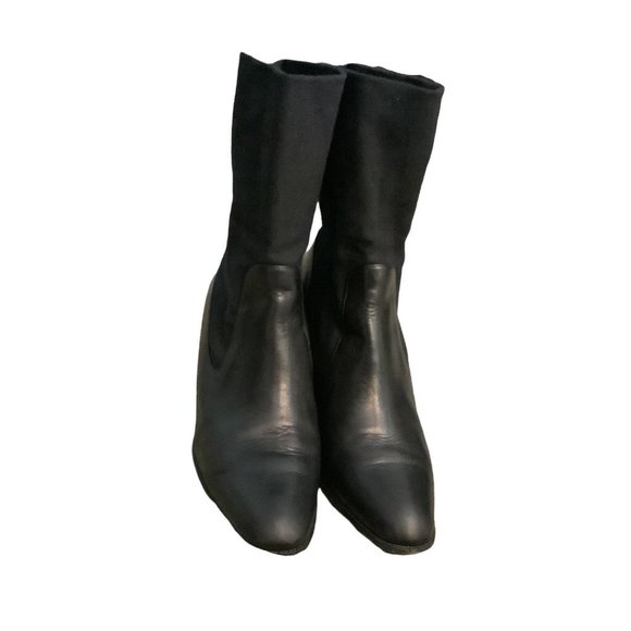 PAUL GREEN Women's Black Leather Almond Toe Block Heel Boots-Size 6 - Picture 16 of 16